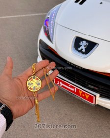 تصویر آویز خودرو لاکچری طلایی پژو 