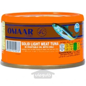 تصویر تن ماهی قوطی 95 گرم عمر OMAR با روغن سبزيجات مدل Solid Light Meat Tuna Omaar Solid Light Meat Tuna Fish 95gr