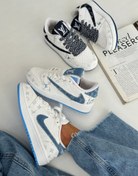 تصویر کتانی زنانه نایک مدل Travis LV چرم سفید سورمه ای سایز ۴۰ 