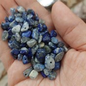 تصویر مهره سنگ لاجورد افغان چیپسی سوراخ دار دفرمه تراش نخورده سنگ اصل درجه یک 