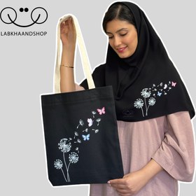 تصویر ست مقنعه و توتبگ طرح قاصدک چاپی 