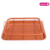 تصویر سینی تفلون مستطیل توری روغن گیر 