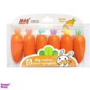 تصویر ماژیک هایلایتر طرح هویج ۶ عددی نارنجی 