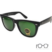 تصویر عینک آفتابی ریبن RAY BAN شیشه سنگ کائوچو کد RB2140s رنگ مشکی مات با لنز سبز 