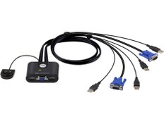 تصویر 2Port USB VGA Cable KVM Switch with Remote Port Selector 