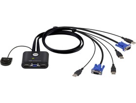 تصویر 2Port USB VGA Cable KVM Switch with Remote Port Selector 