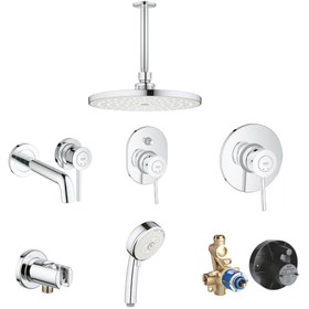 تصویر ست کامل شیرآلات توکار گروهه GROHE مدل Bauclassic با متعلقات کد KGR1052 GROHE Bauclassic Bath Set