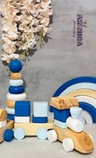 تصویر اسباب بازی چوبی مونته سوری قطار رنگین کمان و برج هوش 