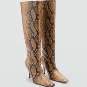 تصویر کفش بوت چرمی با الگوی مار بلند | MANGO | 856994428 | اورجینال 