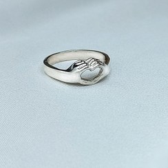 تصویر انگشتر نقره تعهد (طرح قلب) Heart silver ring