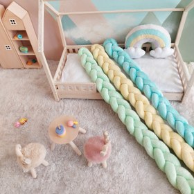 تصویر گارد تخت کودک مخمل طرح گیس بافت عرض 20 سانتیمتر baby knot bed bumper