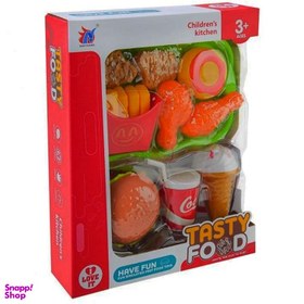 تصویر ست اسباب بازی فست فود مدل سینی و همبرگر 