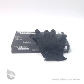 تصویر دستکش یکبار مصرف نیتریل مشکی مای گلاو 100 عددی My Glove Black Nitrile Glove