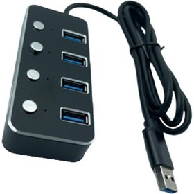 تصویر هاب 1.2M 4Port H5 USB3 کلیددارKNET 