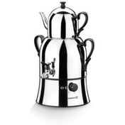 تصویر چای ساز سماور 3.9 لیتری فولاد ضد زنگ اینوکس مشکی سری جدید KORKMAZ 