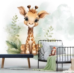 تصویر استیکر اتاق کودک مدل زرافه 