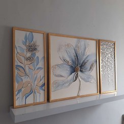 تصویر تابلو دکوراتیو سه تیکه کد 3258 تابلو طرح گل برجسته