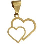 تصویر آویز گردنبند طلا ۱۸ عیار زنانه طرح دو قلب 