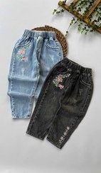 تصویر شلوار جین مام گلدوزی دخترونه 