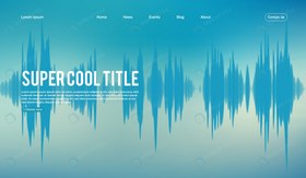 تصویر وکتور پس زمینه صفحه اول ویسایت با تم آبی و تصویر امواج صوتی 