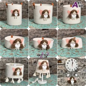 تصویر سرویس سیسمونی دخترونه کامل اتاق نوزاد دختر قیطان دوزی 9 تکه طرح عروسک دختر - کد: 880 