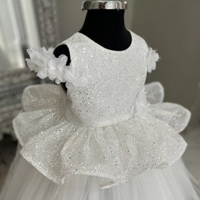 تصویر لباس عروس بچگانه شاین هفت رنگ دامن پف - سايز Wedddress