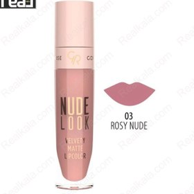 تصویر رژ لب مایع مات نود لوک گلدن رز شماره 03 Golden Rose N.u.d.e Look Velvety Matte Lipcolor 