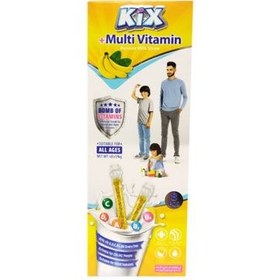 تصویر نی شیر مولتی ویتامین طعم دار موزی کیکس kix مقدار 8 عددی 
