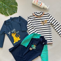 تصویر لباس بازی (مایو نوزادی) ضد اشعه یووی خورشید پسرانه UV protection T-shirt for boys