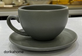 تصویر فنجان نعلبکی چایخوری دوریکا طرح مات cup and saucer dorika