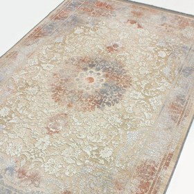 تصویر فرش ماشینی مدما مدل جولیا طرح وینتیج رنگ گلبه ای قابل شستشو در لباسشویی Modema vintage carpet | two layers & laundry washable