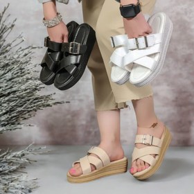 تصویر صندل زنانه گندمی لژدار کد ۲۲ 