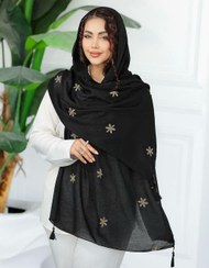 تصویر شال مشکی خامه دوزی شیک - بابونه Scarf