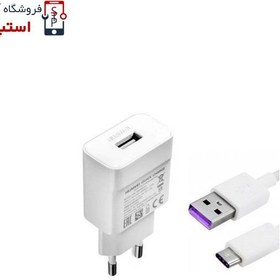 تصویر شارژر دیواری هوآوی مدل HW-059200EHQ با خروجی ۱۸ وات و کابل Type-C 