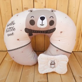 تصویر بالش شیردهی U شکل ۲ تکه مخمل میکرو خرس قطبی کرم 