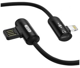 تصویر کابل شارژ و مبدل صدای لایتنینگ ایکس‌او به طول یک متر XO Lightning audio cable NB38 