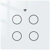 تصویر کلید 4 پل هوشمند لمسی WiFi - سفید 