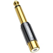 تصویر تبدیل 1 به 1 صدا استریو 6.35 میلی متر به RCA نر یوگرین مدل AV169 Ugreen AV169 6.35 mm M to RCA F Adapter