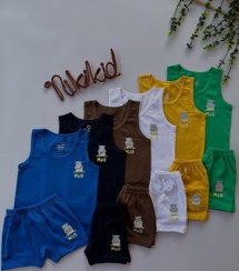 تصویر ست رکابی و شورت پسرونه سایز ۲ تا ۱۰ سال - قهوه ای / ۲ 