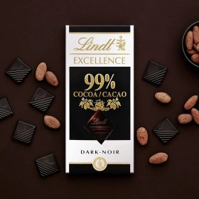 تصویر شکلات تلخ لینت اکسلنس 99 درصد (50 گرمی) LINDT شکلات و فرآورده های کاکائویی لینت