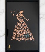 تصویر تابلو عروس مسی دست‌ساز با پتینه فیروزه‌ای (اثر اکسیداسیون مس) | سایز 60×40 | هنر فاخر 