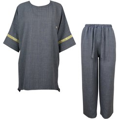 تصویر ست تونیک و شلوار شانتون زنانه رنگ طوسی 