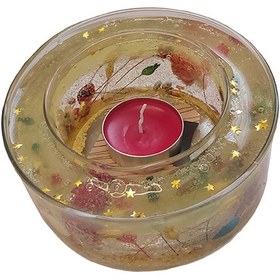 تصویر شمع آکواریومی گل لاله دو جداره jv/do/za - لیمویی candle panah