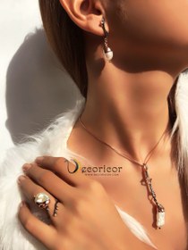 تصویر نیم ست دست ساز مروارید نقره NR820 