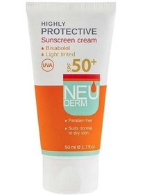 تصویر نئودرم کرم ضد آفتاب هایلی پروتکتیو مناسب برای پوست خشک و معمولی (روشن) Neuderm Highly Protective Sunscreen Cream Suits Normal To Dry Skin (Light Tinted)