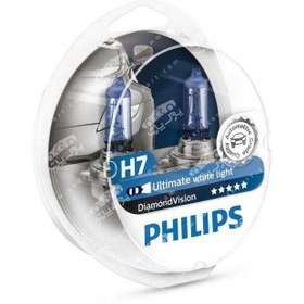 تصویر لامپ هالوژن دیاموند ویژن H7 فیلیپس دو عددی H7 ULTIMATE PHILIPS