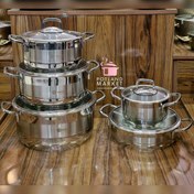 تصویر سرویس قابلمه استیل ام جی اس مدل CWS2112 ظرفیت ۱۰ پارچه 