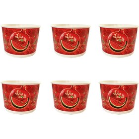 تصویر پیاله یکبار مصرف مدل ظرف انار خوری طرح یلدا مبارک بسته 6 عددی 