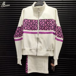 تصویر ست سویشرت و شلوار سفید و بنفش وارداتی زنانه کد 22 