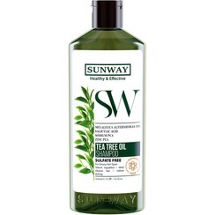 تصویر شامپو مو روغن درخت چای فاقد سولفات مناسب مو چرب حجم 300 میلی لیتر سان وی Sunway Tea Tree Oil Free Sulfate Shampoo 300 ml